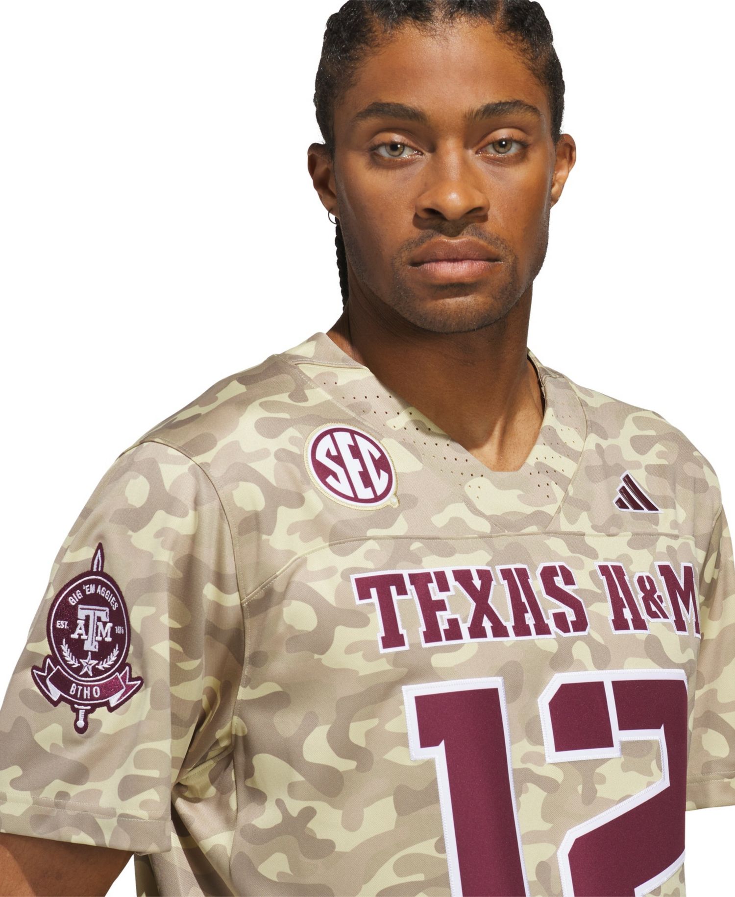 Men's #12 Beige Texas A&M Aggies Honor & Support Premier Strategy Jersey