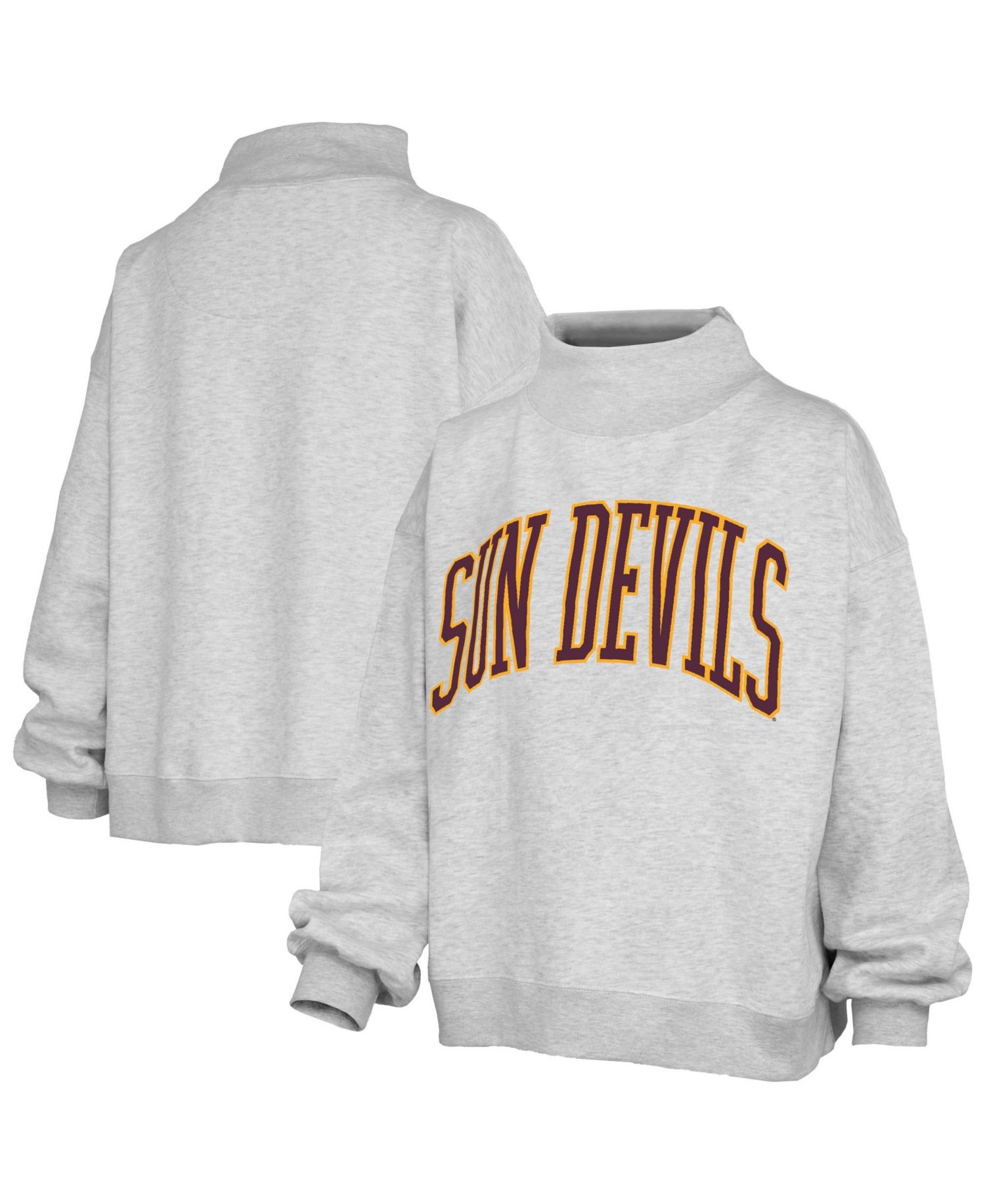 Women's Gray Arizona State Sun Devils Oversized Nelson Mock Neck Sweatshirt