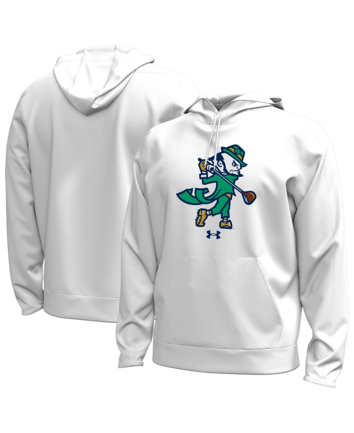Under Armour Men's White Notre Dame Fighting Irish Golf Leprechaun Fleece Hoodie