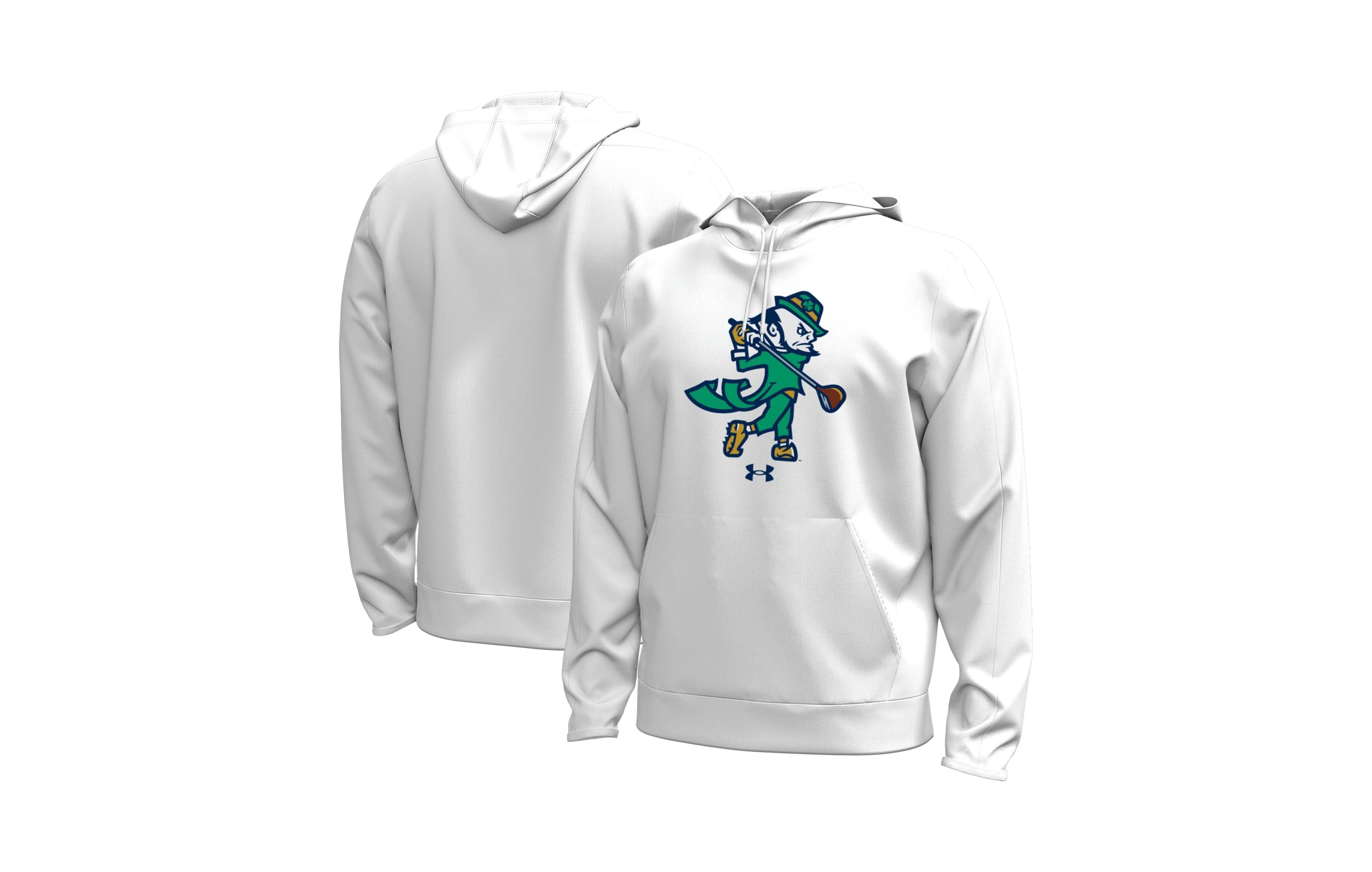 Under Armour Men's White Notre Dame Fighting Irish Golf Leprechaun Fleece Hoodie