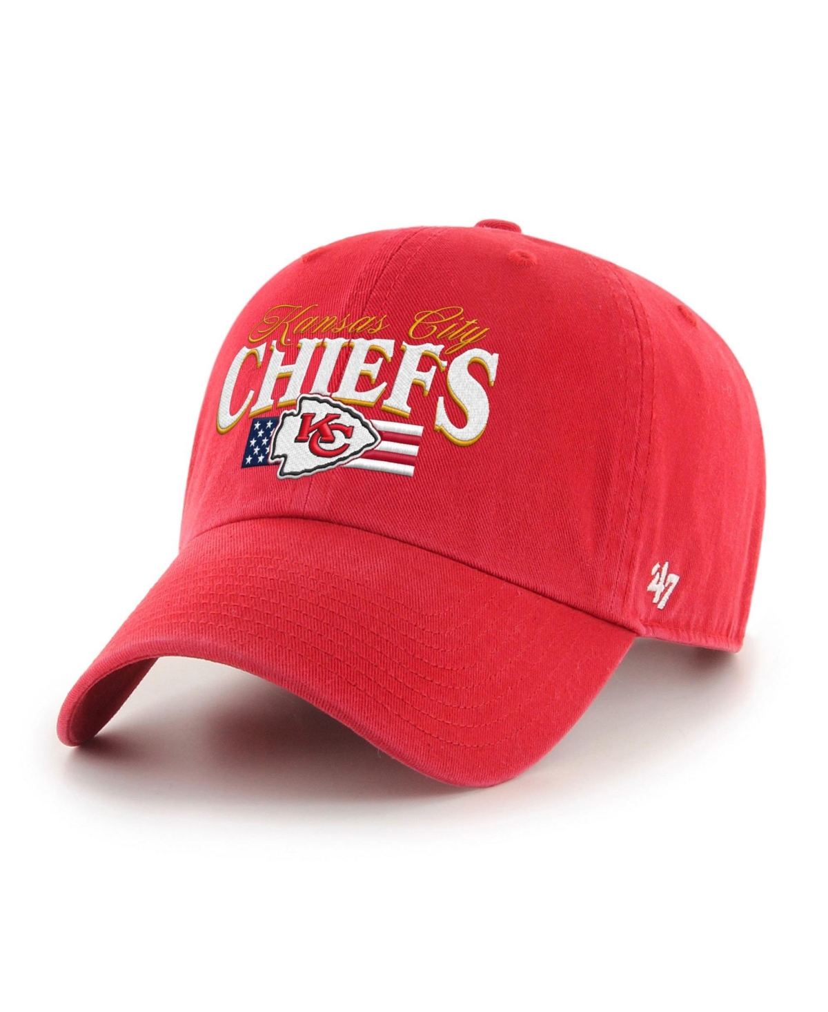'47 Brand Men's Red Kansas City Chiefs American Flag Clean Up Adjustable Hat