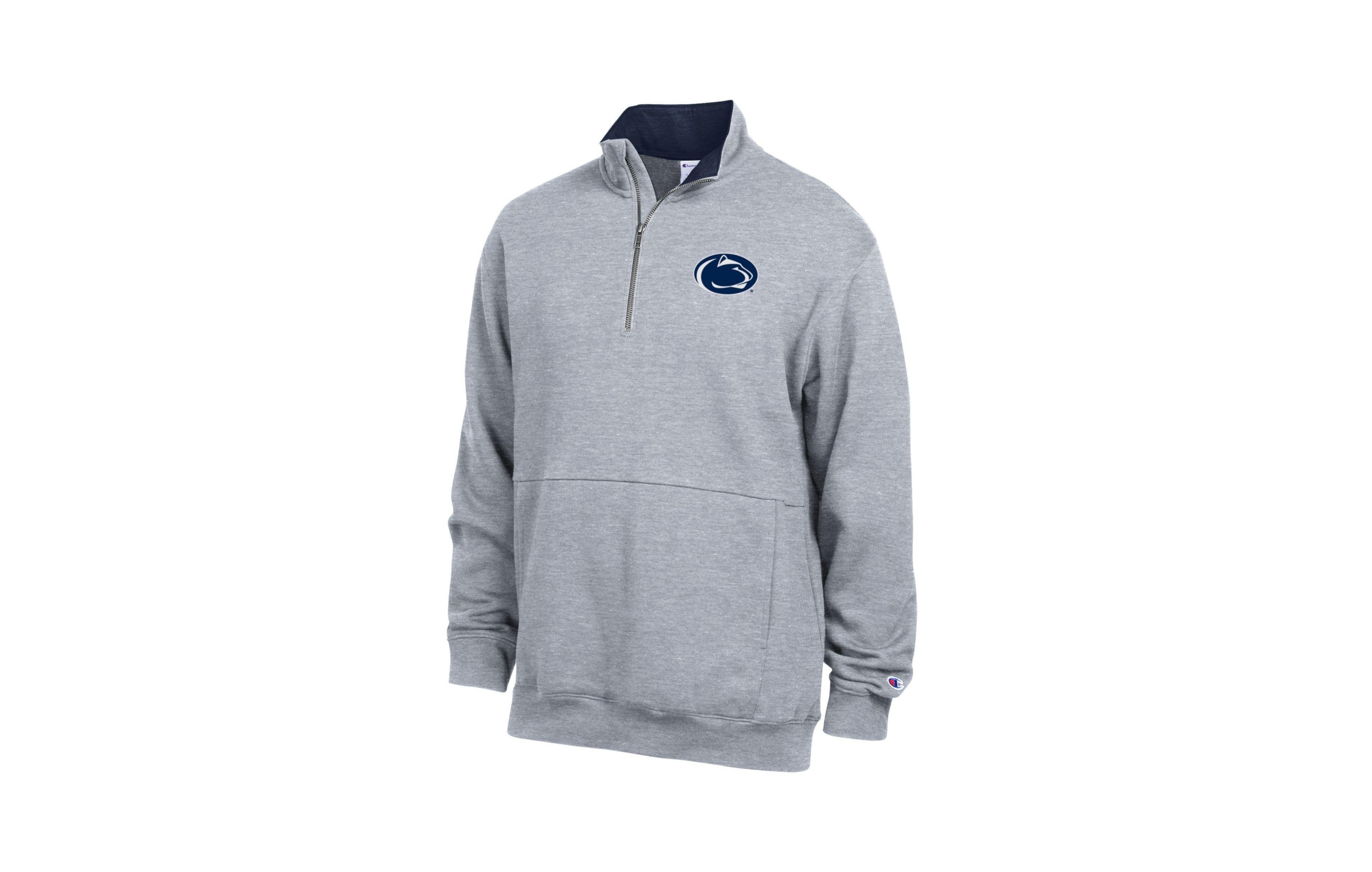 Champion Men's Heather Gray Penn State Nittany Lions Fleece Quarter-Zip Pullover