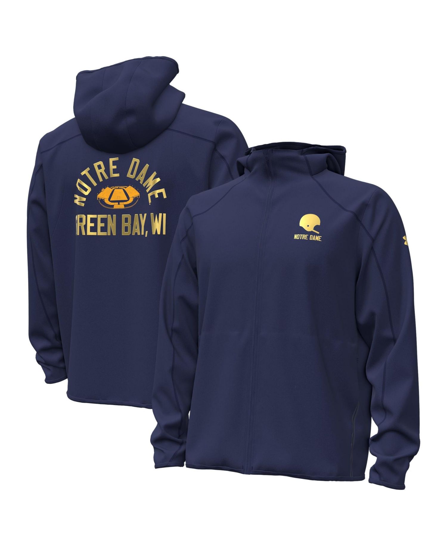 Men's Navy Notre Dame Fighting Irish 2026 Shamrock Series Unstoppable Full-Zip Hooded Jacket