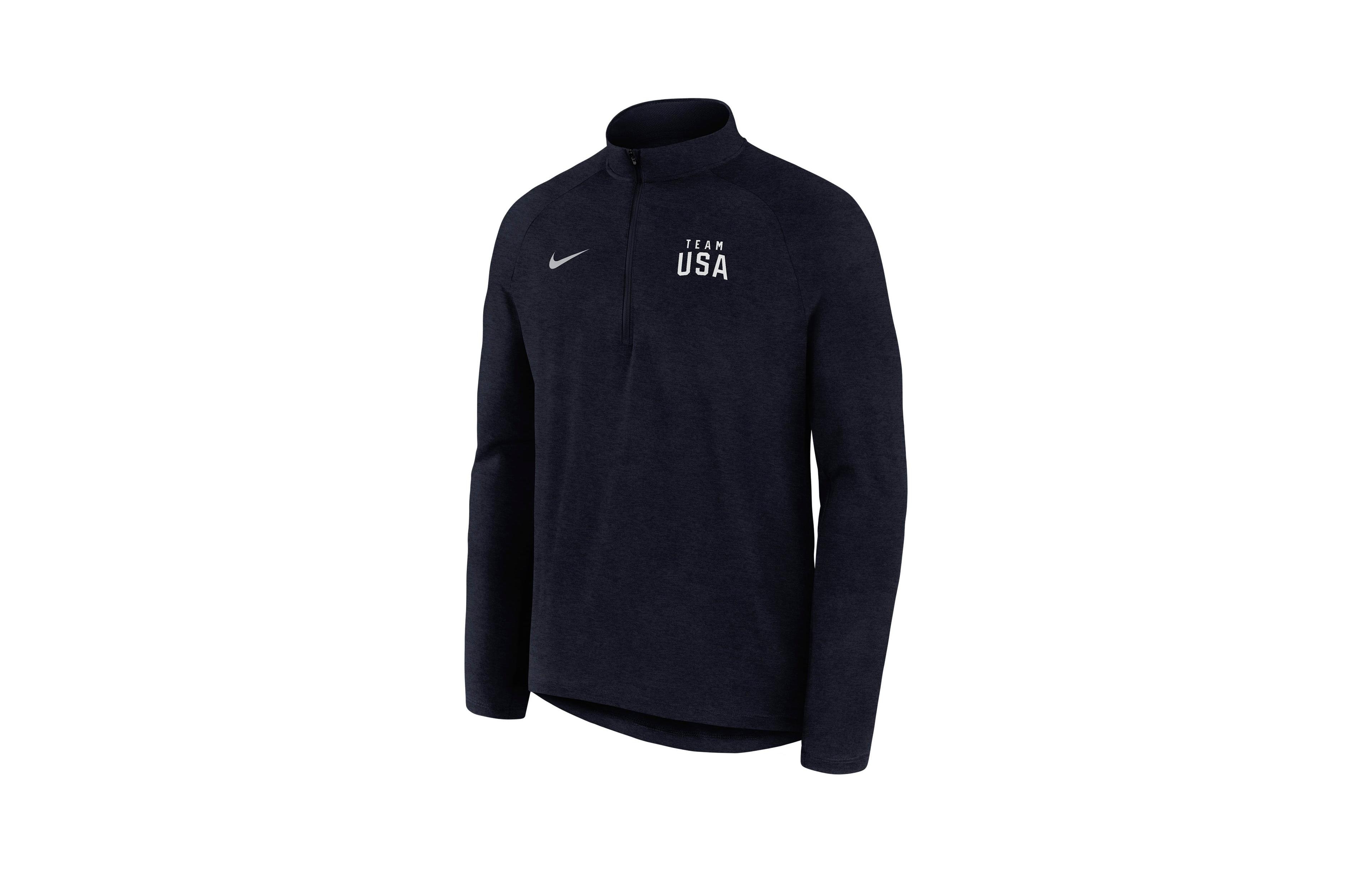Nike Men's Navy Team Usa Stride Raglan Dri-fit Half-Zip Pullover