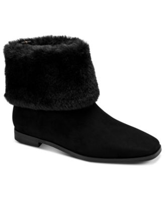 Women's Syrenna Plush Faux Fur Cuff Square-Toe Winter Booties