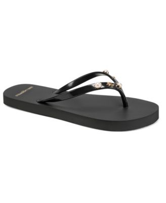 Women's Zimia Imitation Pearl Embellished-Cushioned Flip-Flops