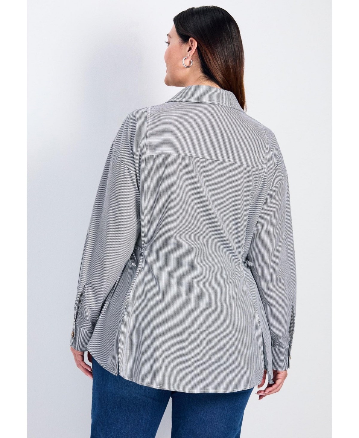 Avenue Women's Ray Stripe Poplin Shirt with Tie Detail