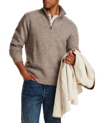 Men's Fuzzy-Knit Mock-Neck Quarter-Zip Sweater
