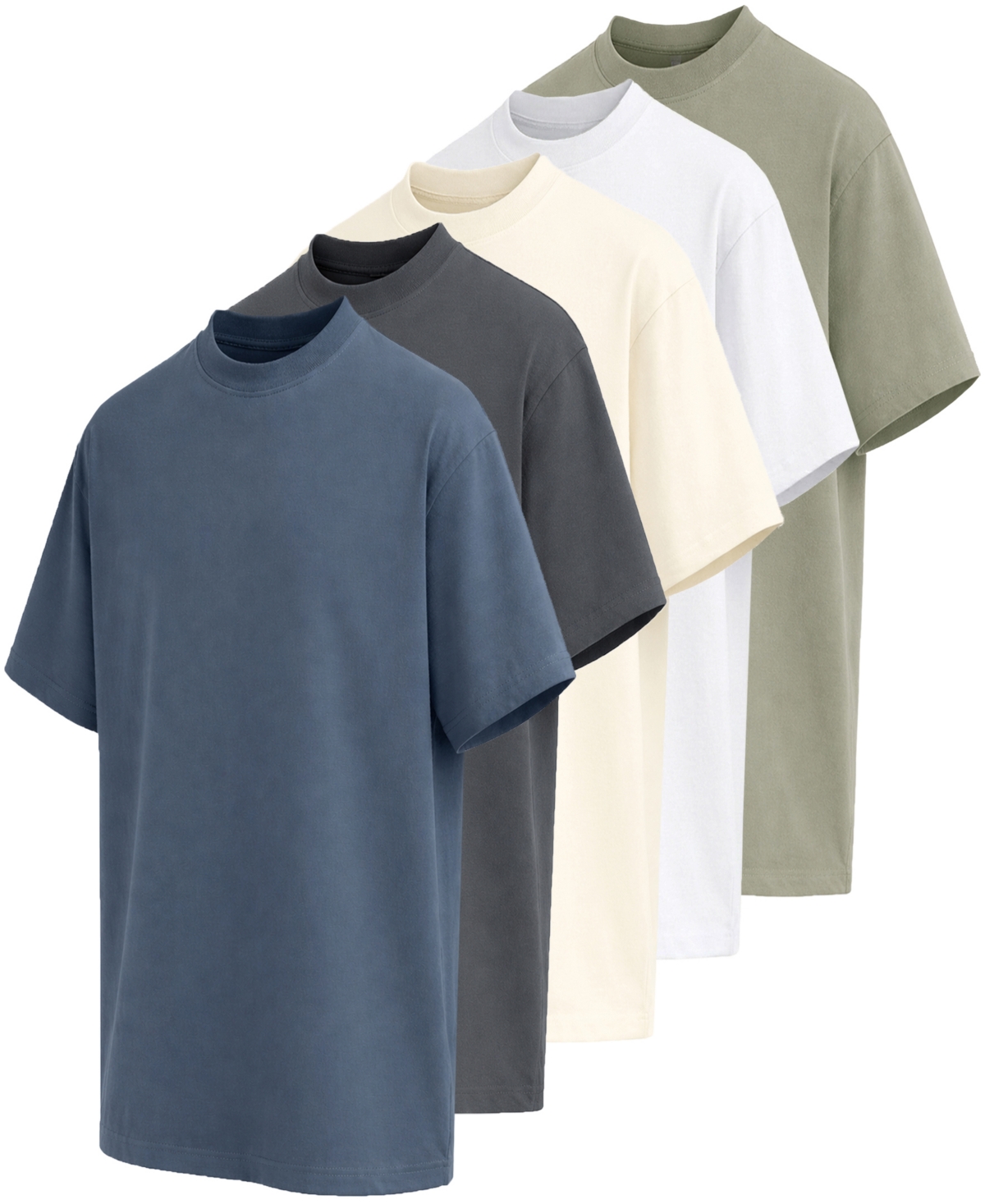 Blu Rock Men's Heavyweight Oversized Drop Shoulder T-shirt In Blue,dark Gray,ivory,white,olive