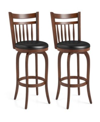 Faux Leather Swivel Counter Stools Set of 2 with Wrap-Around Footrest