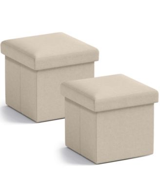 2 Pack Small Square Collapsible Storage Ottoman, Foot Stool, Seat