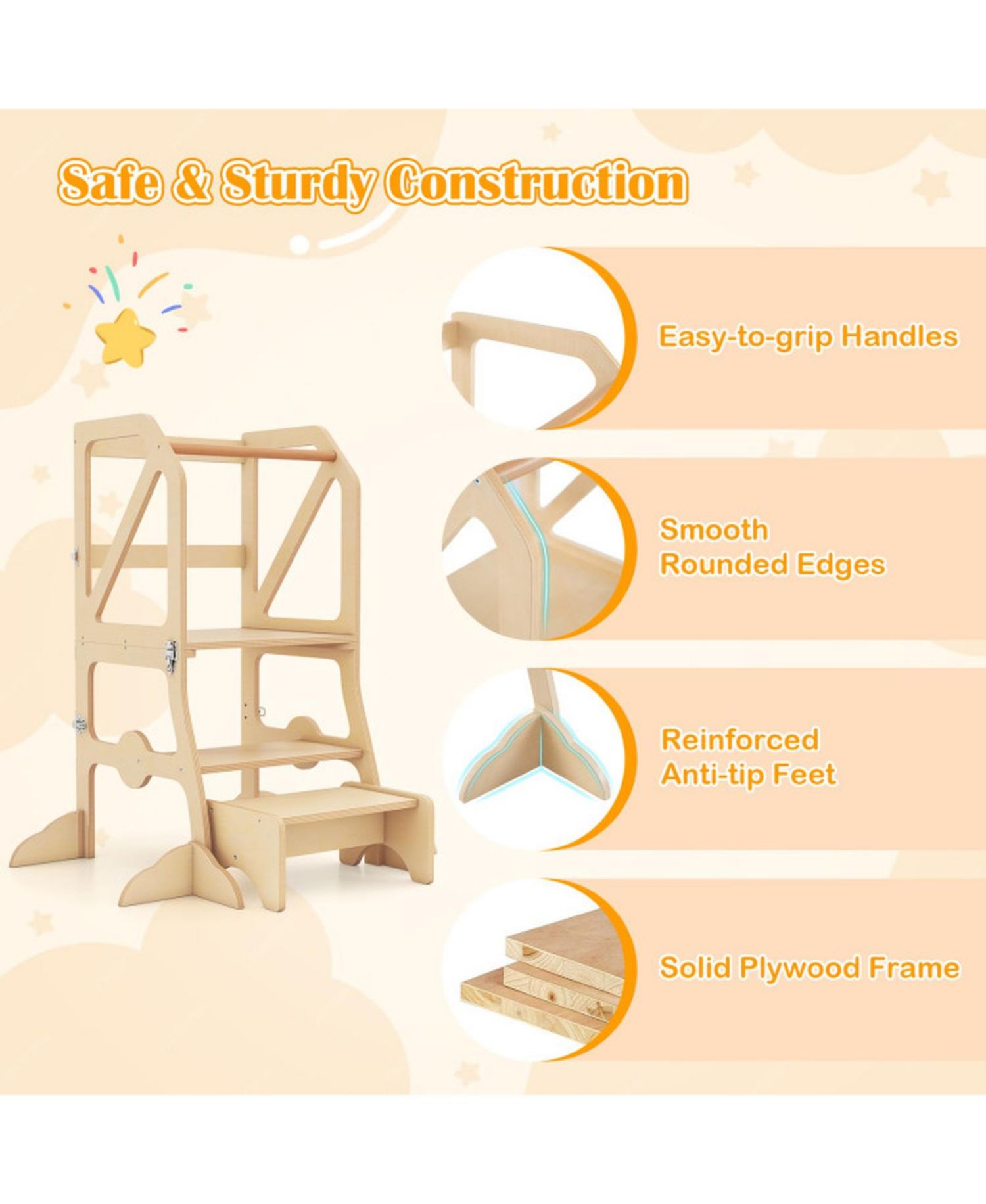 4-in-1 Removable Safety Bar Kids' Step Stool