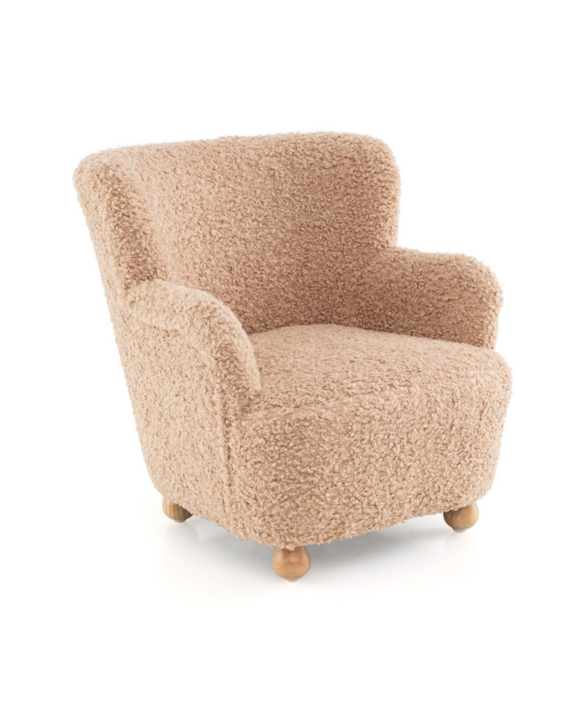 Gouun Sherpa Kids Armchair with Solid Rubber Wood Legs