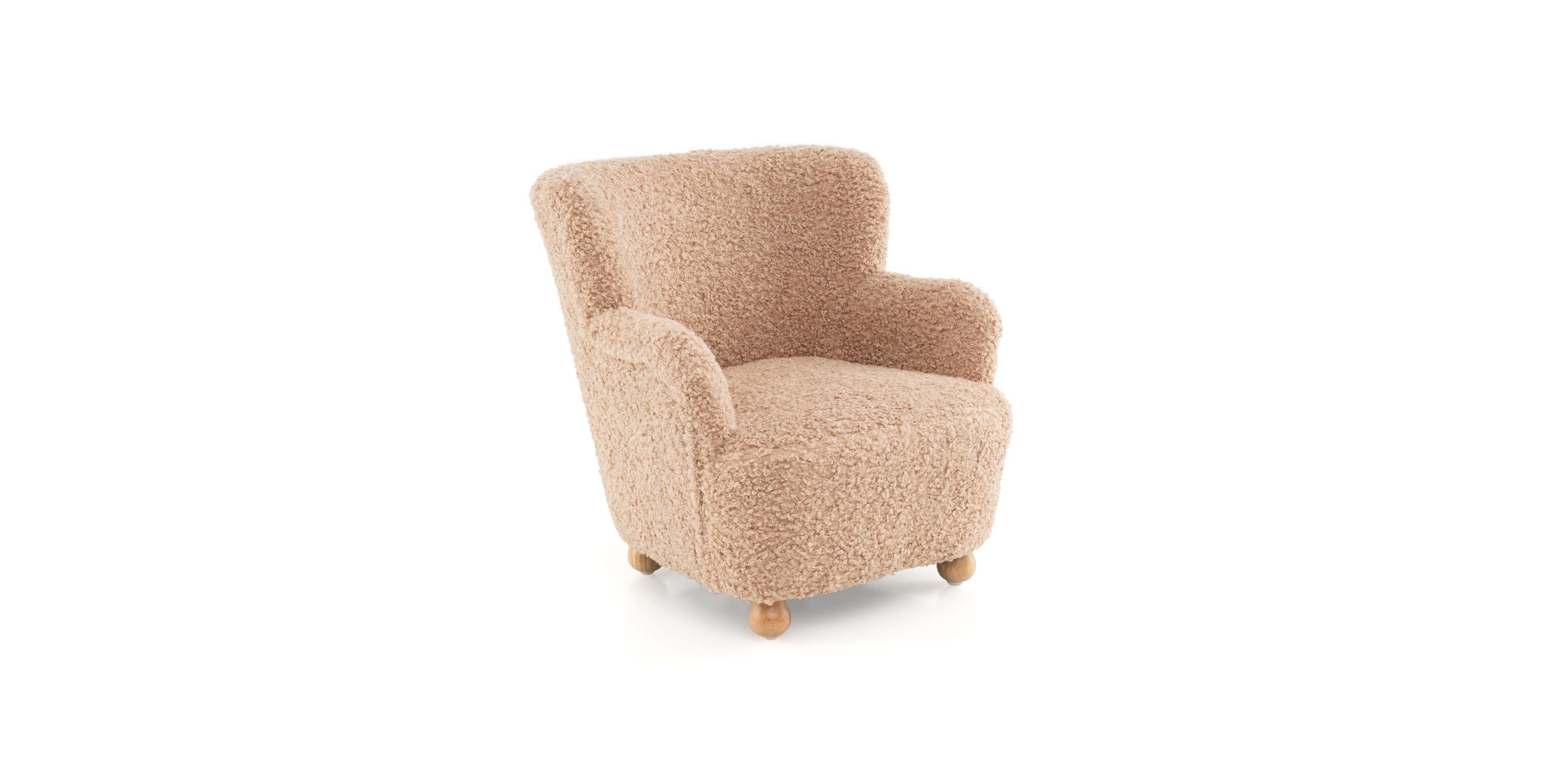 Gouun Sherpa Kids Armchair with Solid Rubber Wood Legs