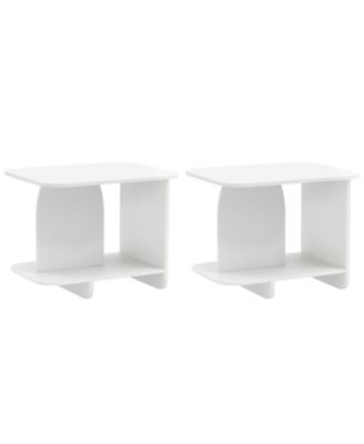 Set of 2 2-Tier Sofa Side Tables with Storage Shelf