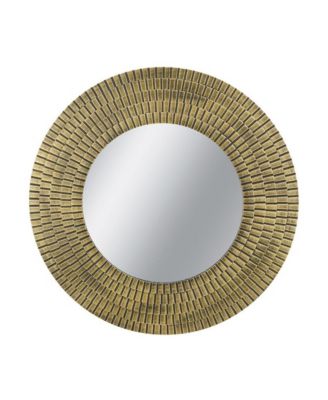 29.5 Inch Round Accent Mirror Wooden Frame Mirror with Wall Hanging Decorative Mirror for Home Wall Decor