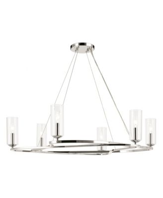 Harpin 37.75 Inch 6 Light Chandelier Clear Glass in Polished Nickel