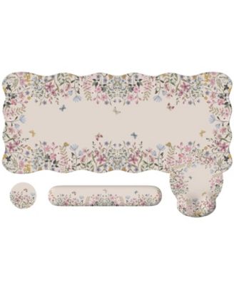 Wildflower Desk Protector Set With Wrist Rest Coaster Ergonomic Mouse Pad