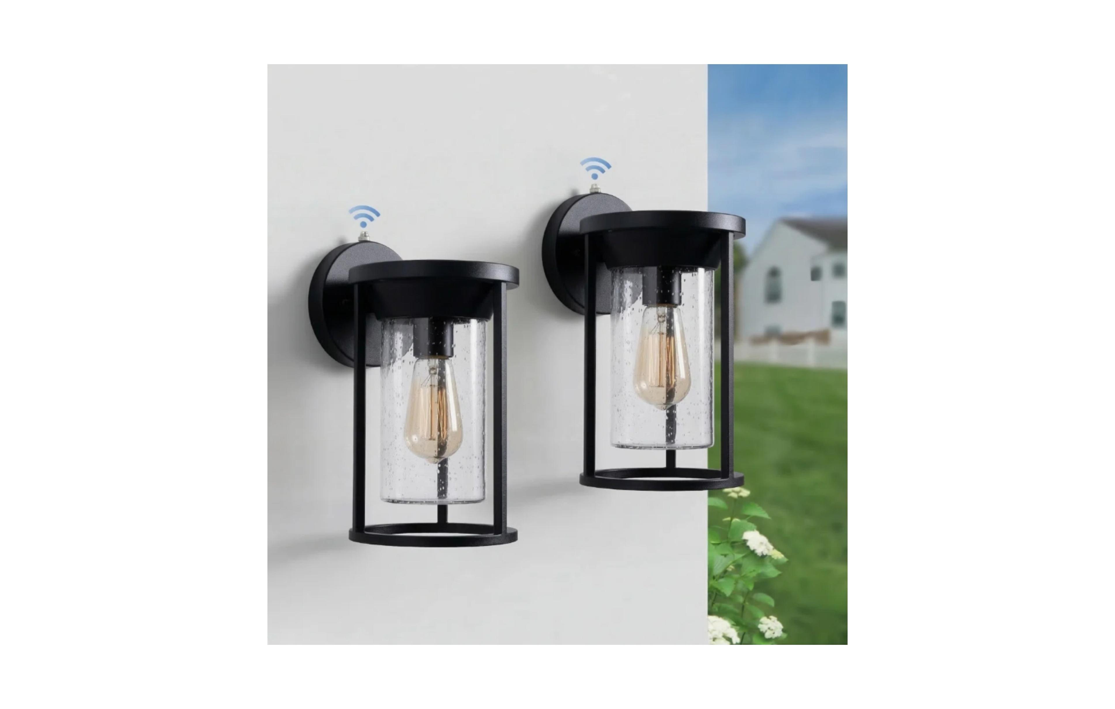 Busdays Set of 2 11 Inch Outdoor Wall Lantern with Dusk to Dawn Sensor Weatherproof