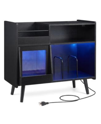 34 Inch Record Player Stand with RGB LED Lighting