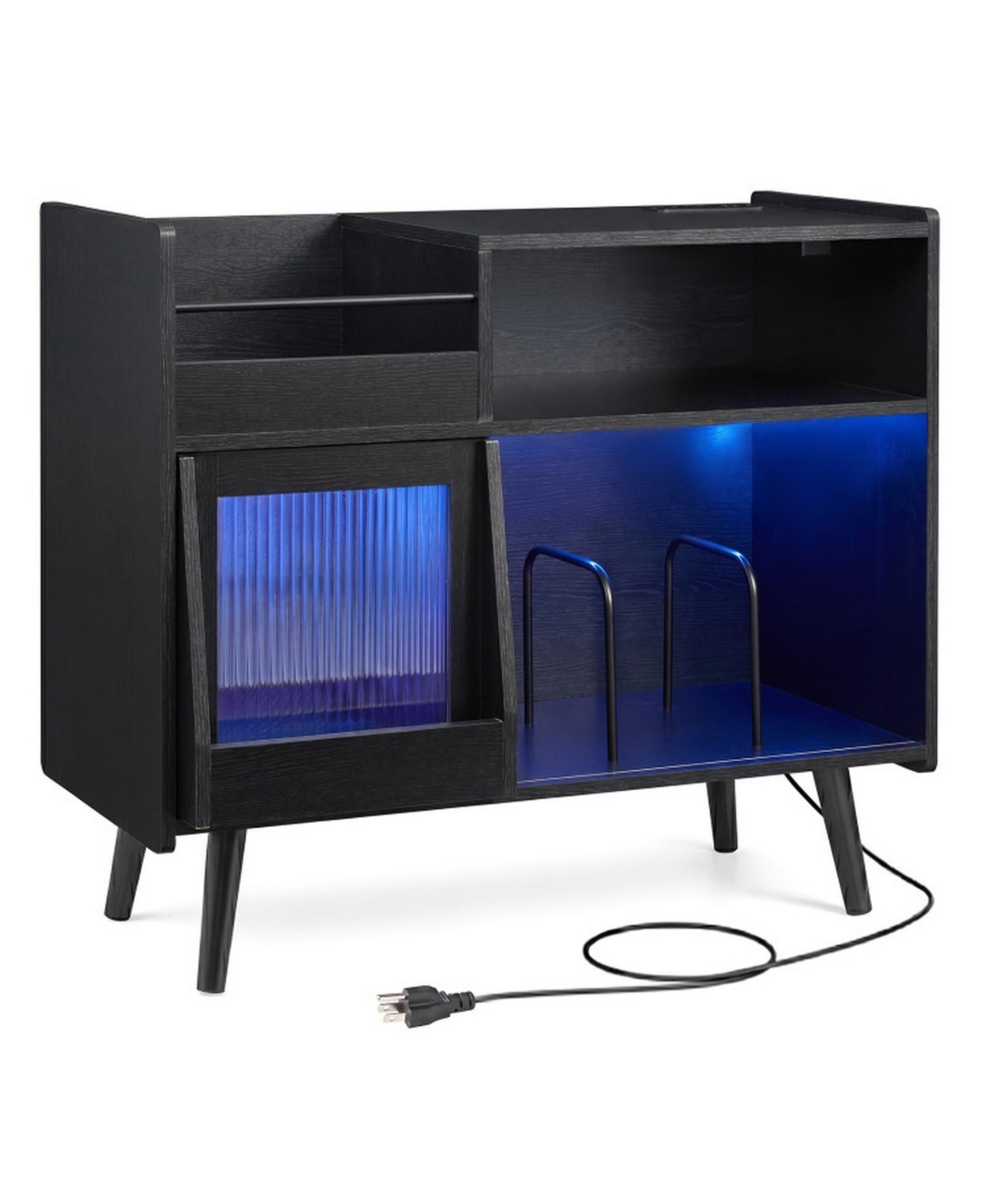 Gouun 34 Inch Record Player Stand with Rgb Led Lighting