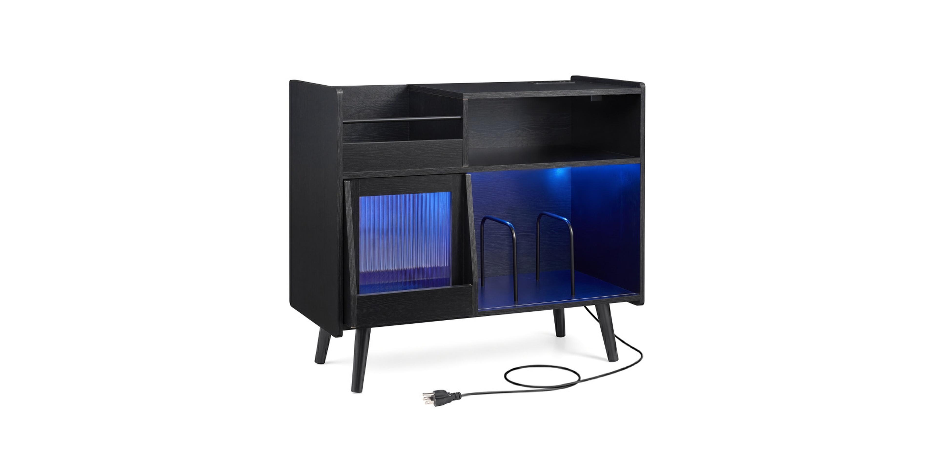 Gouun 34 Inch Record Player Stand with Rgb Led Lighting