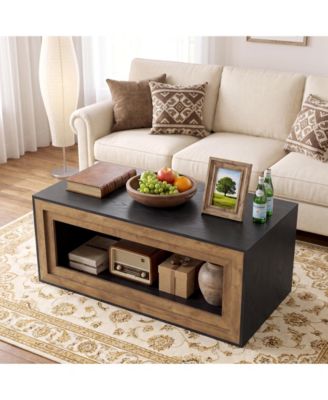 47.2" Rectangular Coffee Table with Decorative Layered Frame