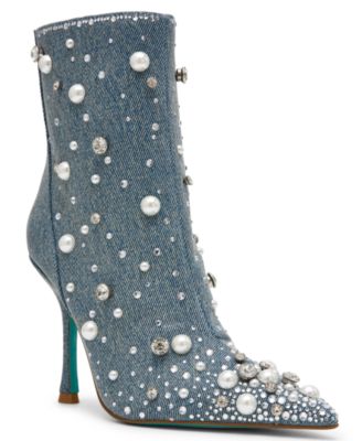 Women's Rocko Pointed Toe Denim Stiletto Heel Dress Booties