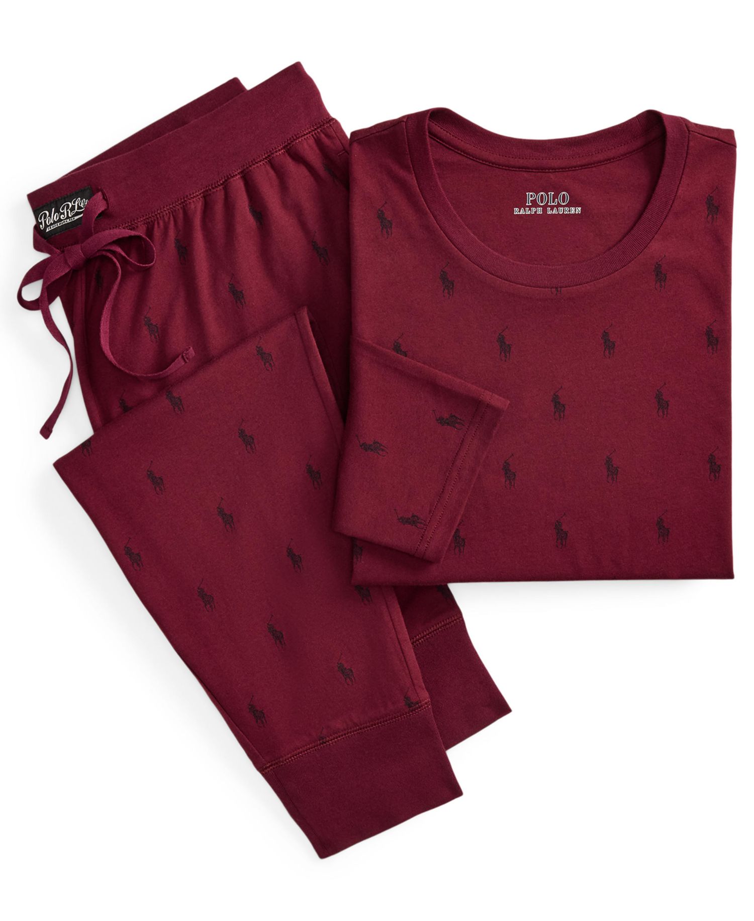 Men's Allover Pony Long-Sleeve Shirt and Joggers, 2-Piece Set