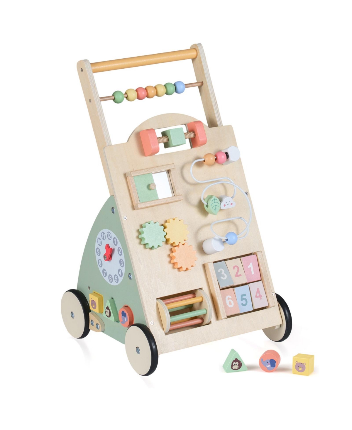 Costway Infant Wooden 10-Activity Push Baby Walker