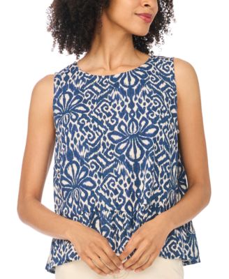 Women's Crewneck Peplum Allover-Print Tank