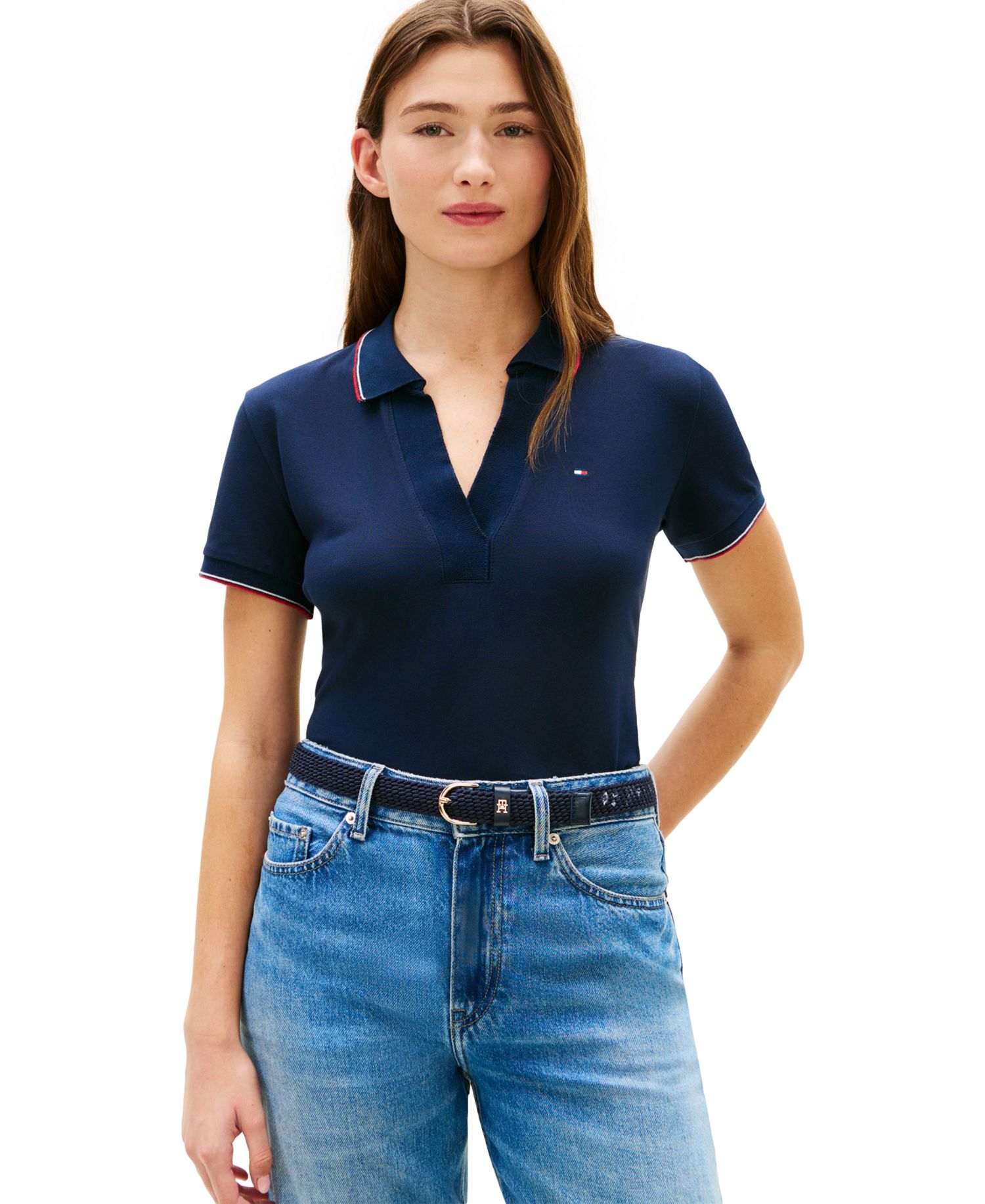 Women's Johnny Collar Short-Sleeve Polo T-Shirt