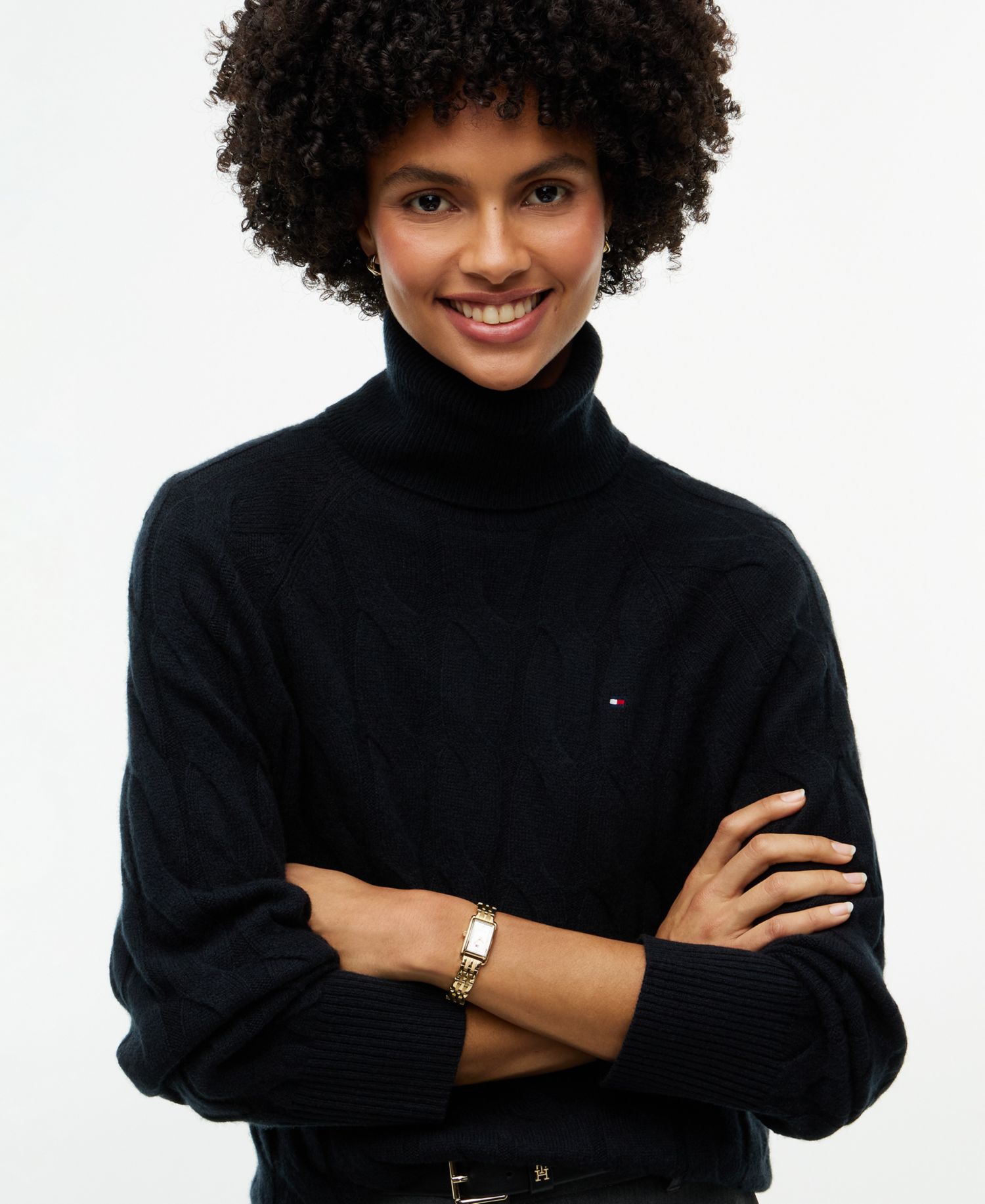 Women's Cable-Knit Turtleneck Wool Sweater