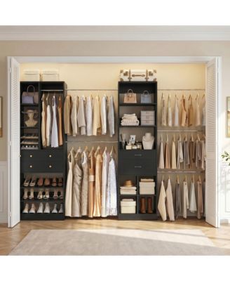 Walk-in Closet Organizer Set with 4-Drawers and Shelves, Up to 10.7 FT Closet System