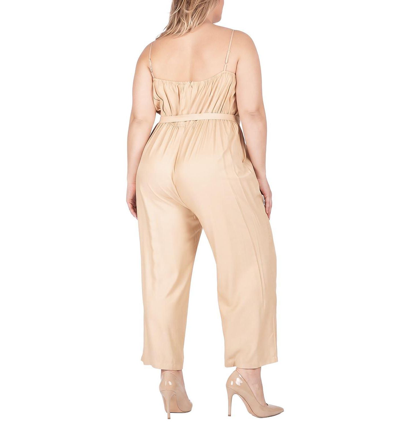 Женский комбинезон Standards & Practices Plus Size Standards and Practices Adjustable Strap High Waist Jumpsuit, цвет: Хаки — фото 2