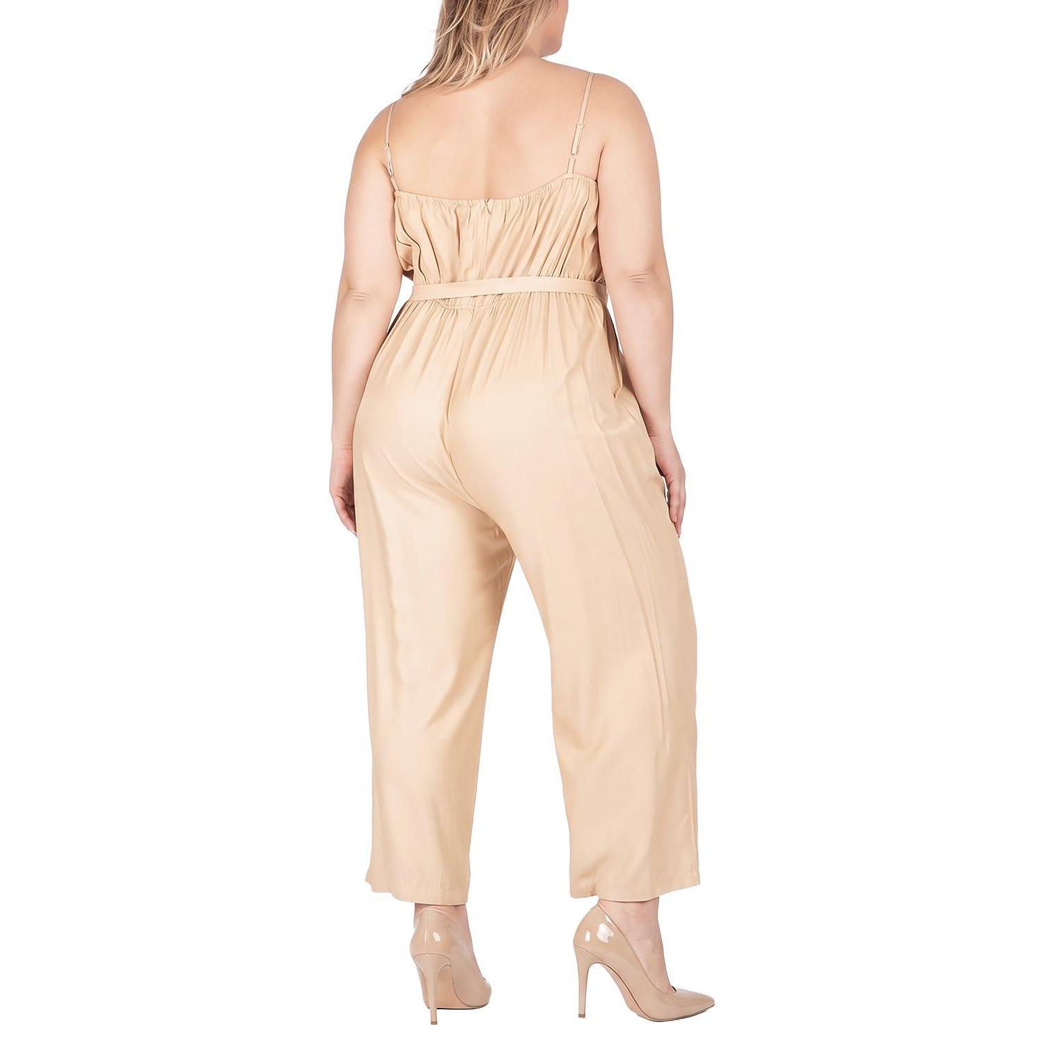 Plus Size Standards and Practices Adjustable Strap High Waist Jumpsuit