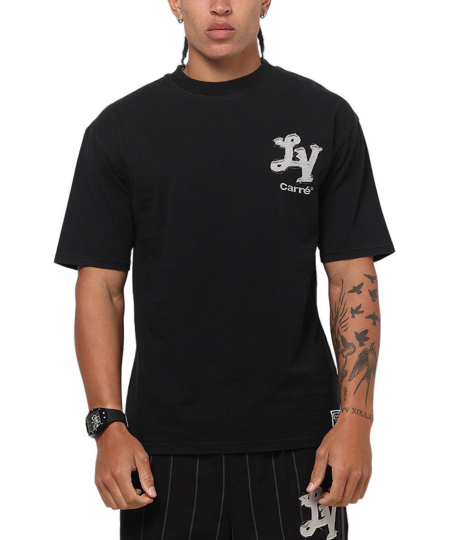 Men's Los Angeles City Series Oversized-Fit Contrast Gothic Chest Logo Print T-Shirt