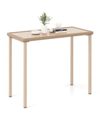 48" Outdoor Counter Height Table Patio Bar Table Heavy Duty Rectangle Metal Frame