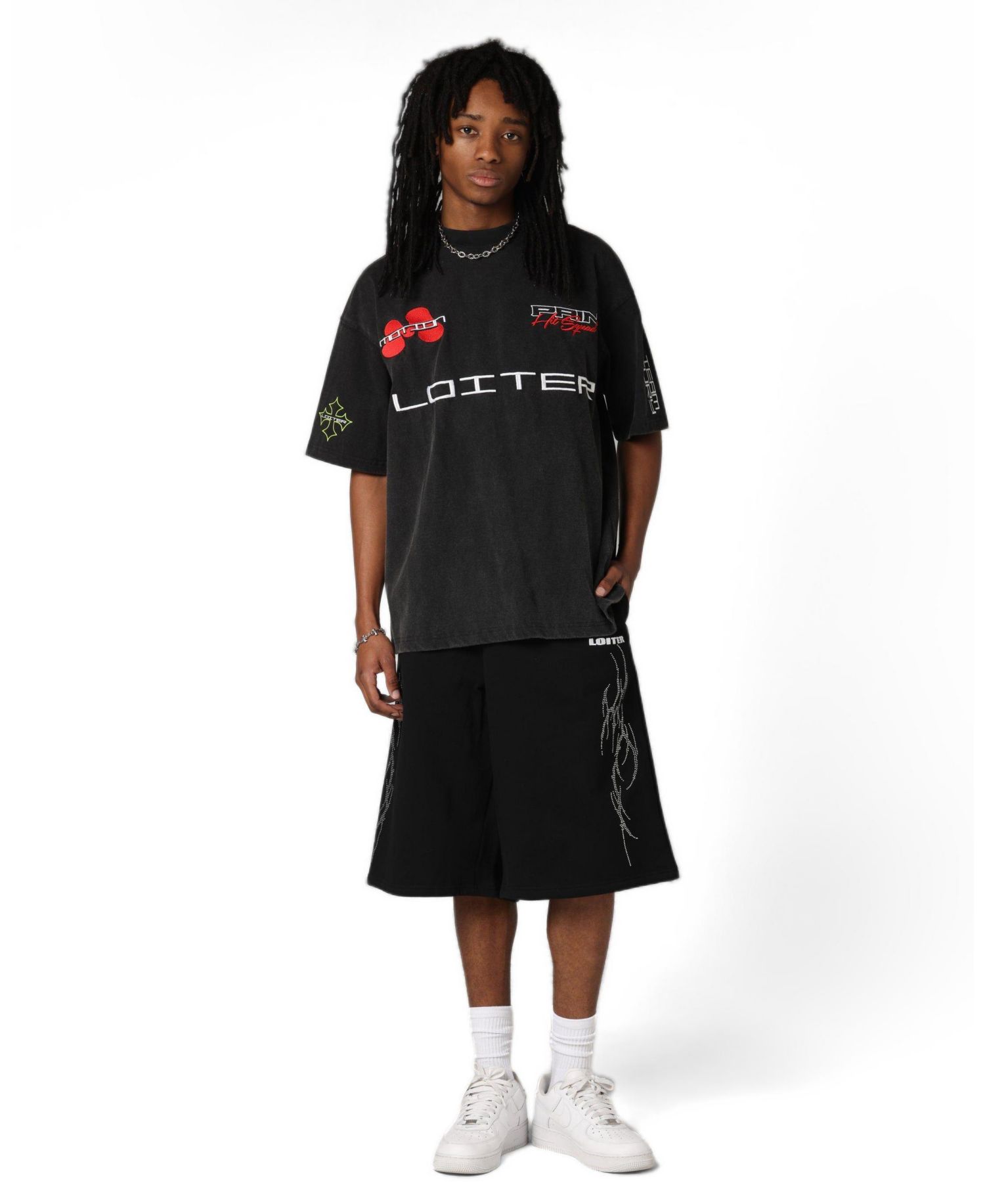 Men's Racing Oversized Graphic Faded-Wash T-Shirt