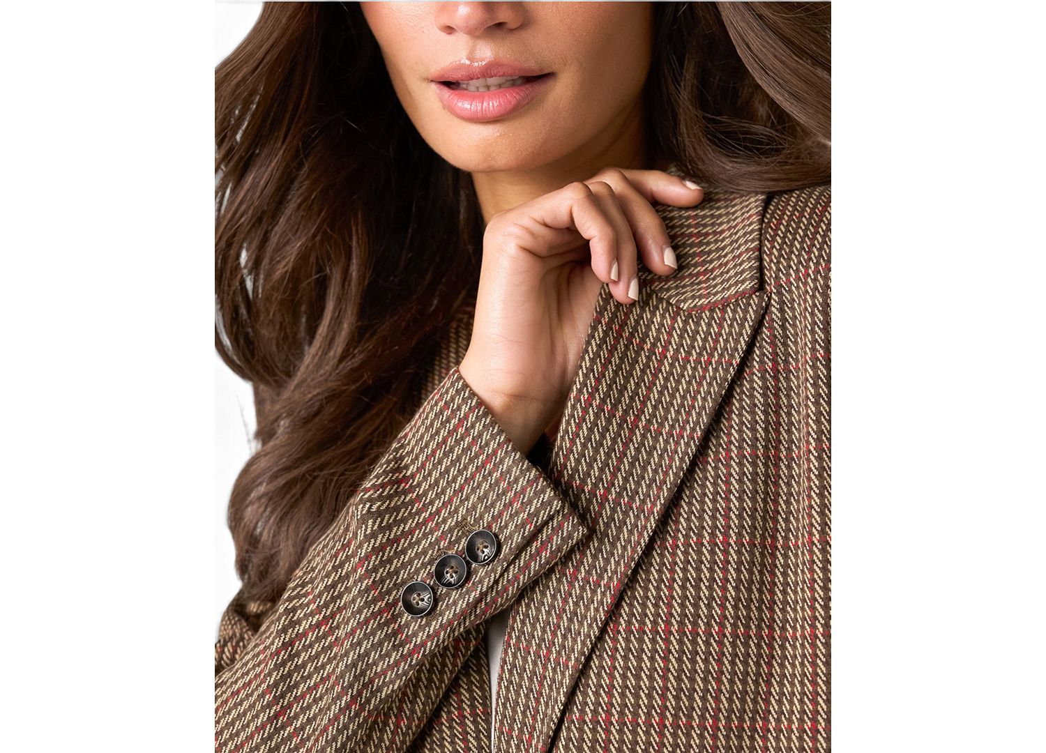 Women's Houndstooth Fitted Stretch Blazer