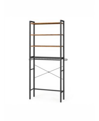 173 cm Tall Over the Toilet Storage, Over Toilet Bathroom Organizer with Adjustable Shelves, 3 Hooks
