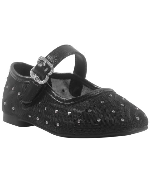 Балетки Sam Edelman Maeve Shine Mary Jane Rhinestone-Embellished для девочек-малышей, цвет: Чёрный