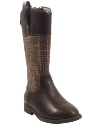 Girls' Equesty Hogtooth-Patterned Knee-High Zip Boots