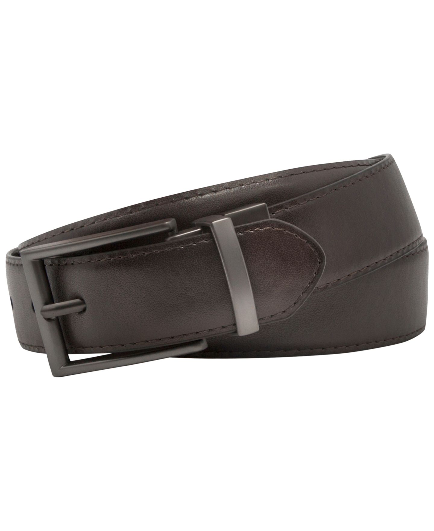 Мужской ремень Steve Madden Reversible Leather-Blend Dress Belt, цвет: Чёрный / Коричневый — фото 3