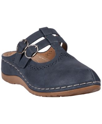 Women's Lalana Faux Leather Round-Toe Clog Mules