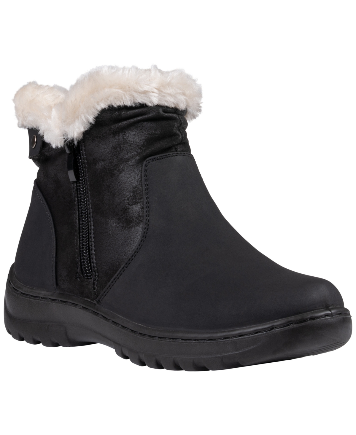 Gc Shoes Women's Wesley Faux Leather Faux-Fur Cuff Side Zipper Ankle Boots