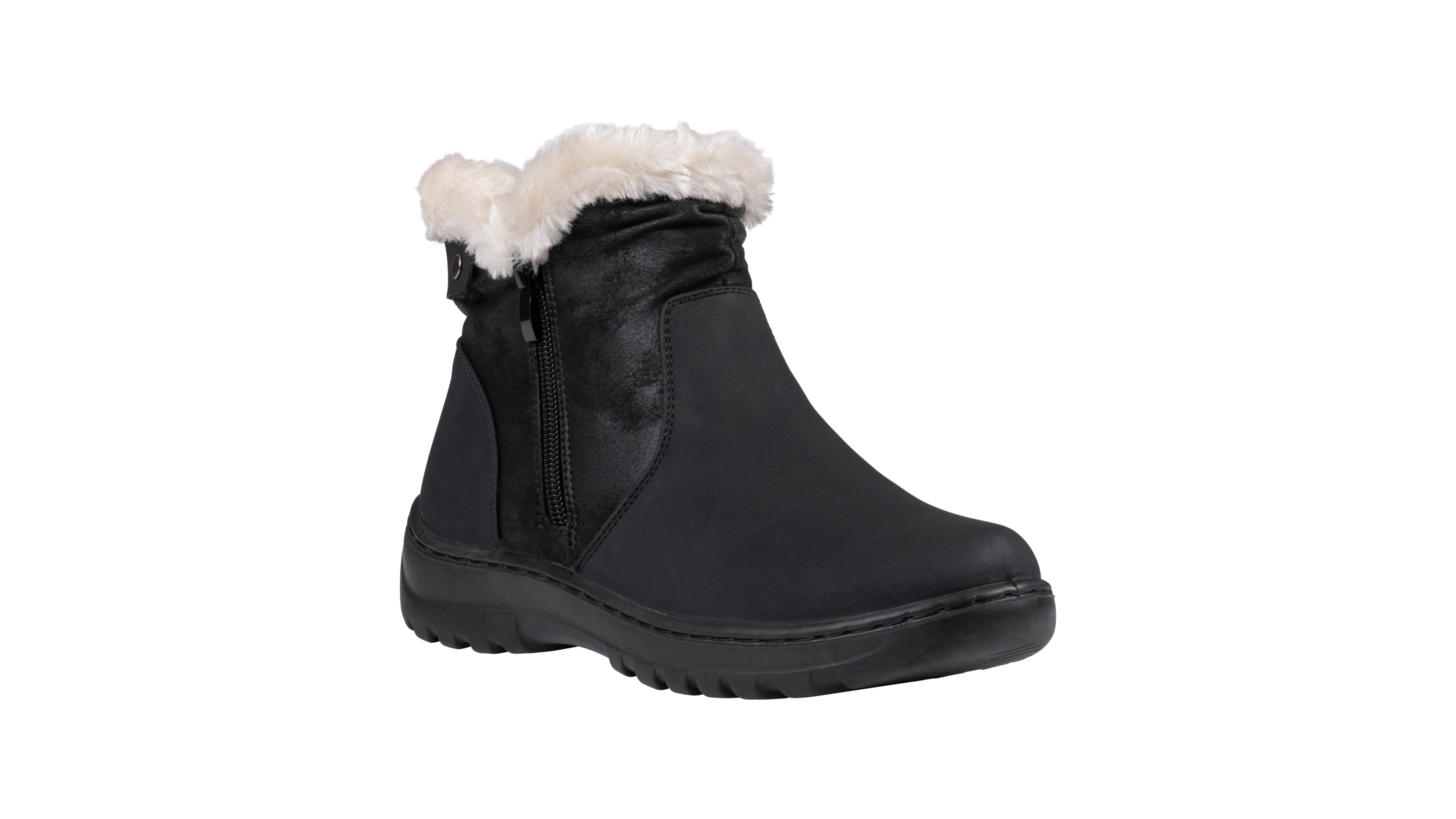 Gc Shoes Women's Wesley Faux Leather Faux-Fur Cuff Side Zipper Ankle Boots