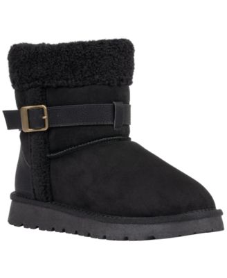 Women's Derham Faux Shearling Trim Adjustable Side Buckle Round Toe Ankle Bootie