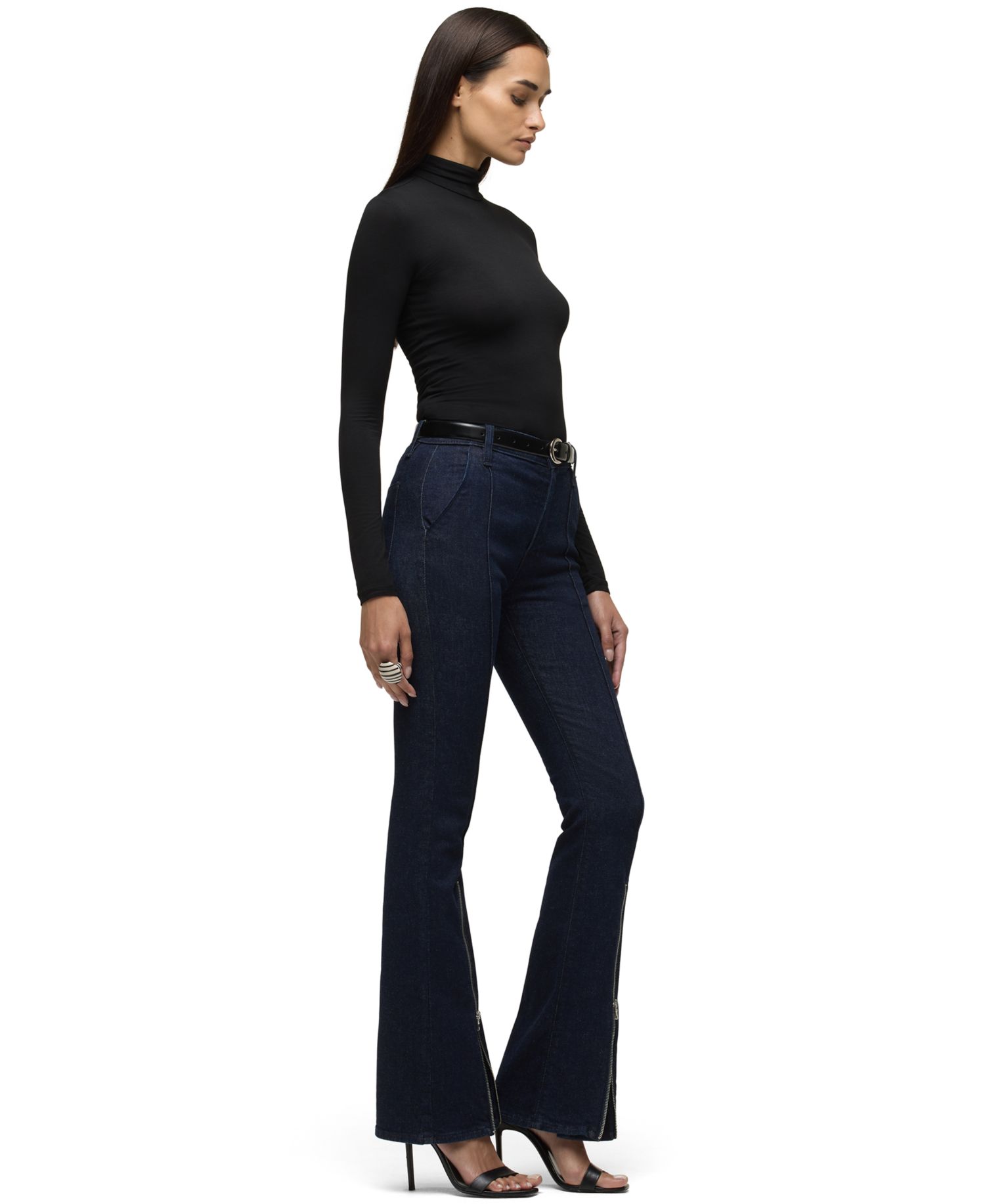 Women's Barbara High-Rise Zip-Front Bootcut Stretch Jeans