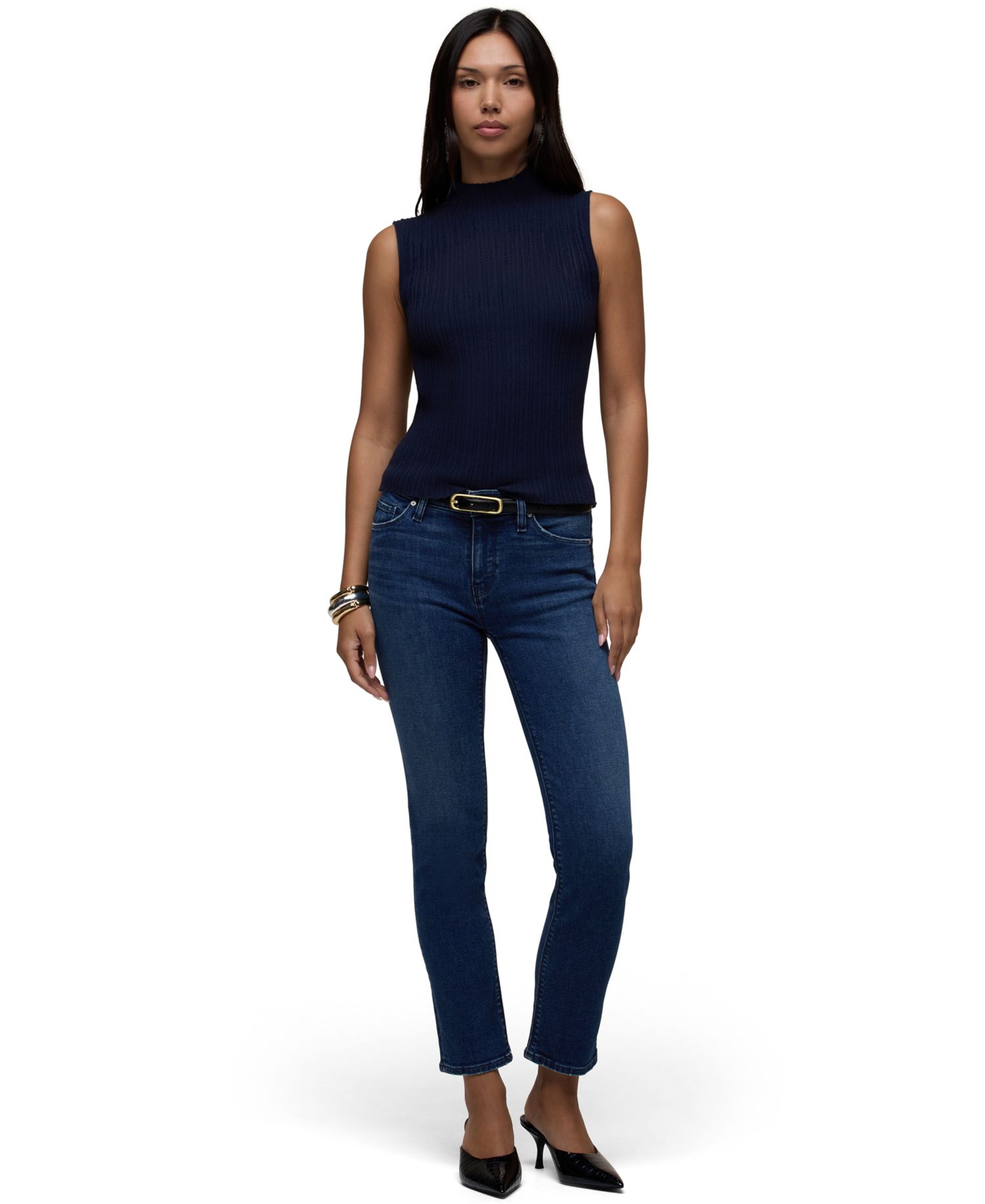 Women's Nico Mid-Rise Straight-Leg Medium-Wash Denim Jeans